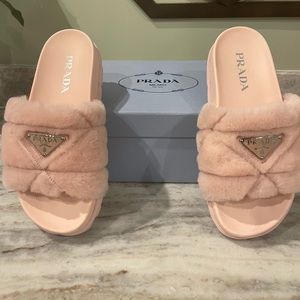 Prada shearling slides